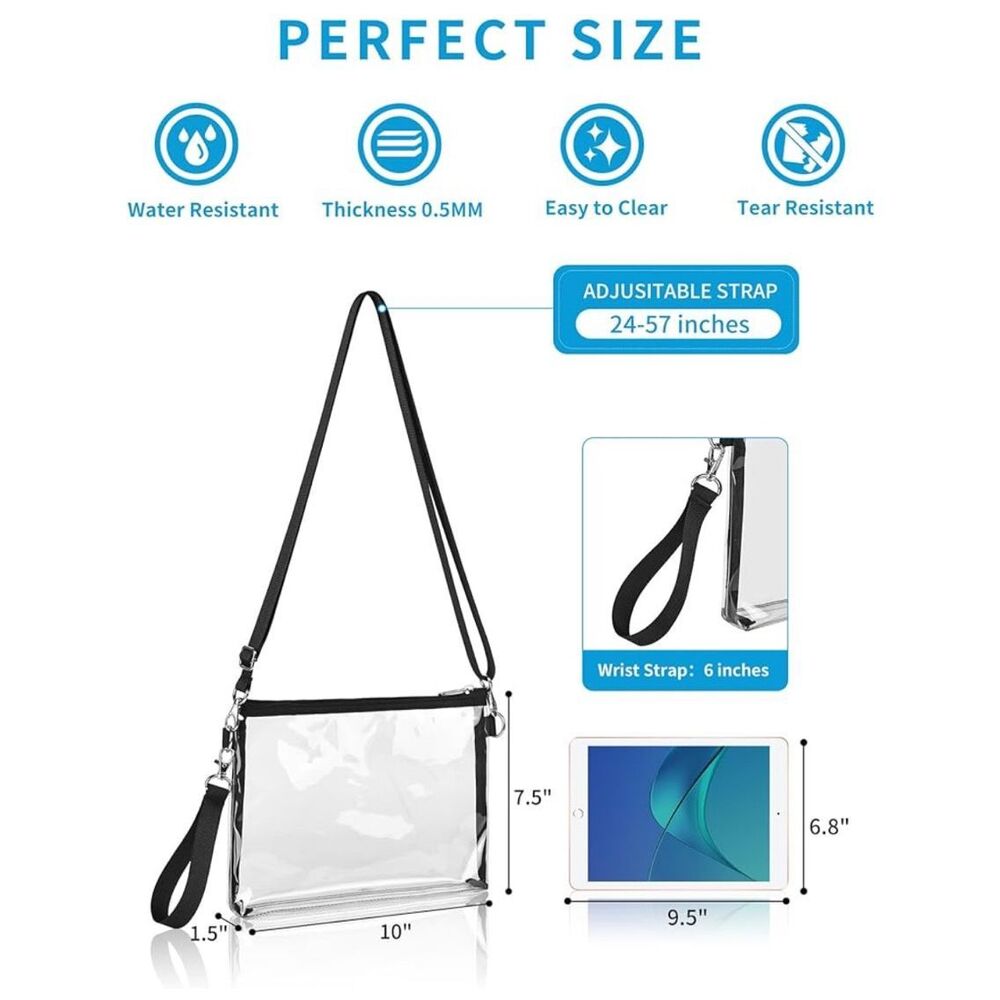 NEW Clear Purse Stadium Approved Clear Bag Removable Straps - Picture 2 of 7